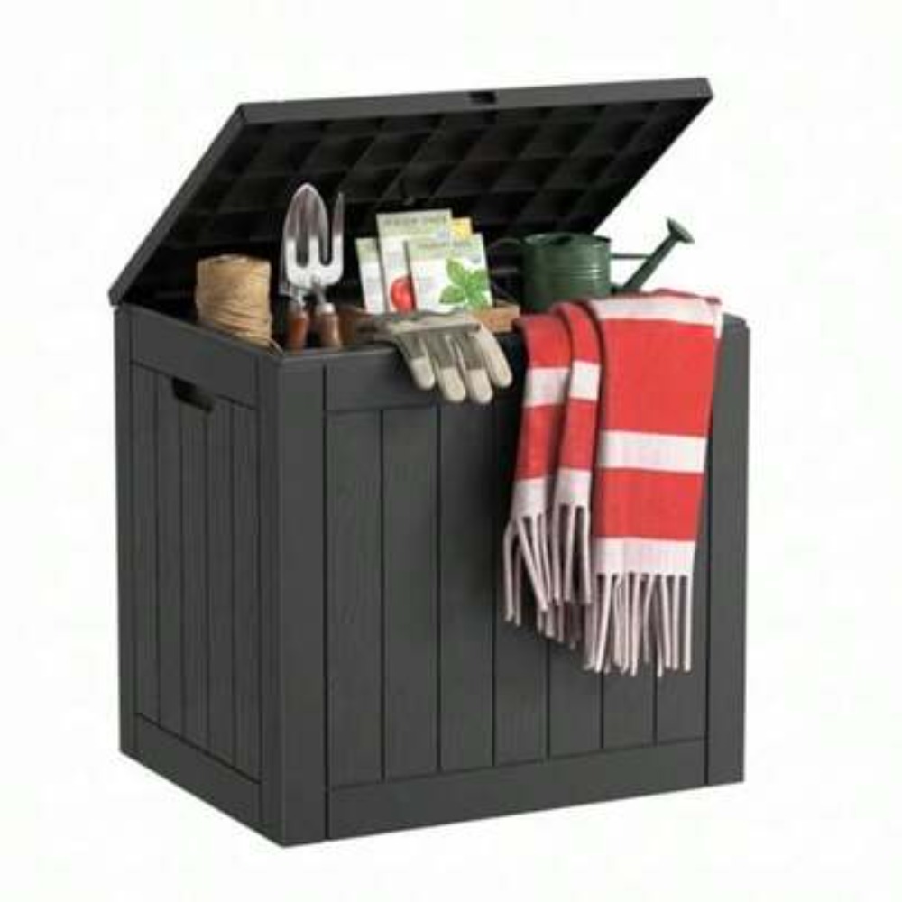 Outdoor Furniture With Storage For Cushions - صندوق تخزين خارجي من الراتنج مقاوم