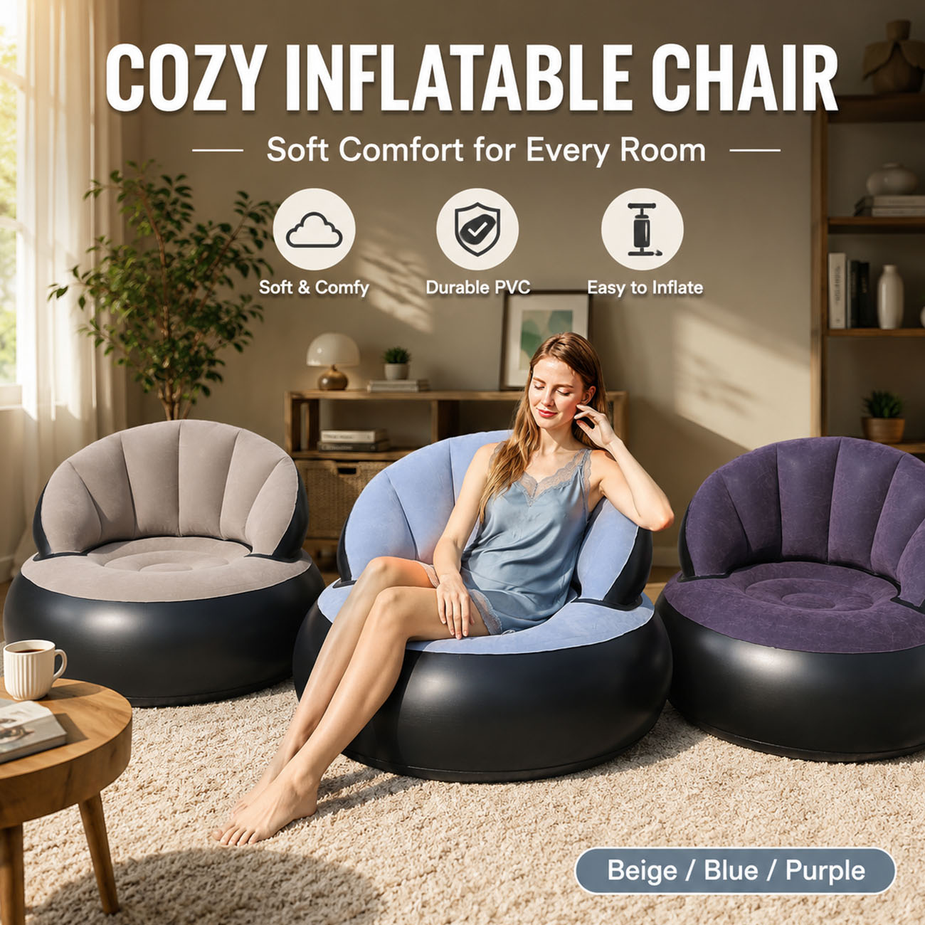Outdoor Furniture Lounge Chair - كرسي قابل للنفخ للبالغين، كرسي استرخاء