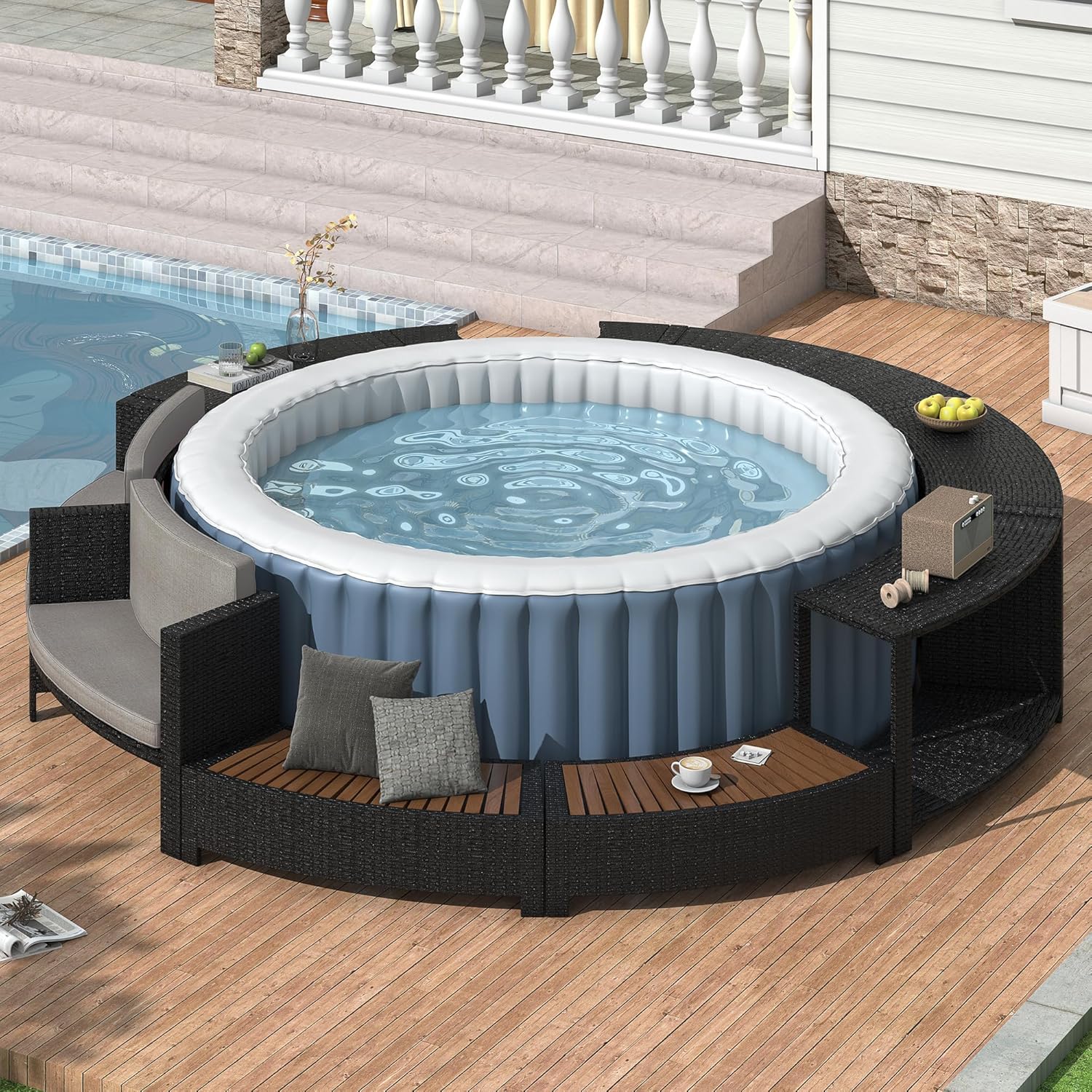 طقم أريكة من الروطان للشرفة مع - مراجعة Outdoor Furniture With Storage For Cushions وسعره
