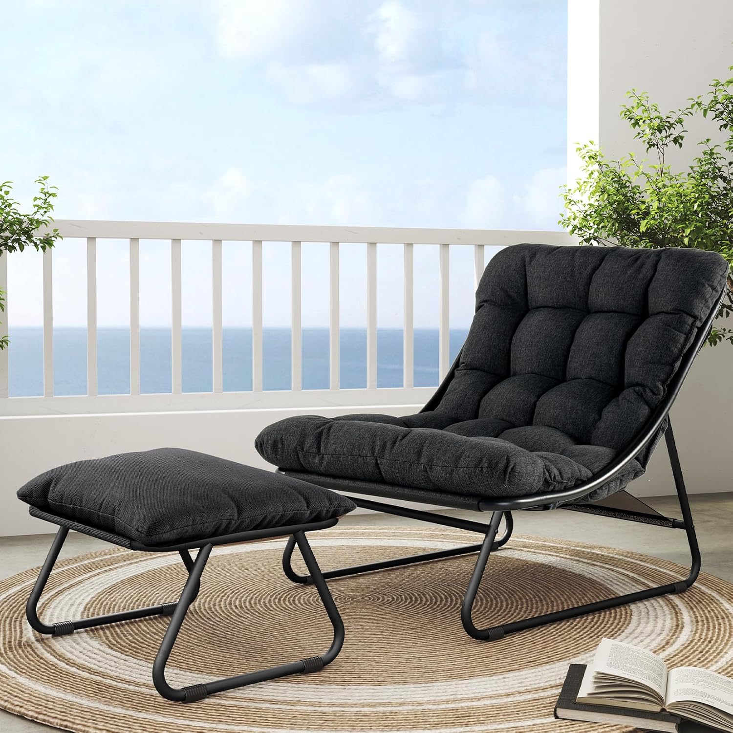 كرسي استرخاء خارجي مع مسند للق - مراجعة Outdoor Furniture Lounge Chair وسعره