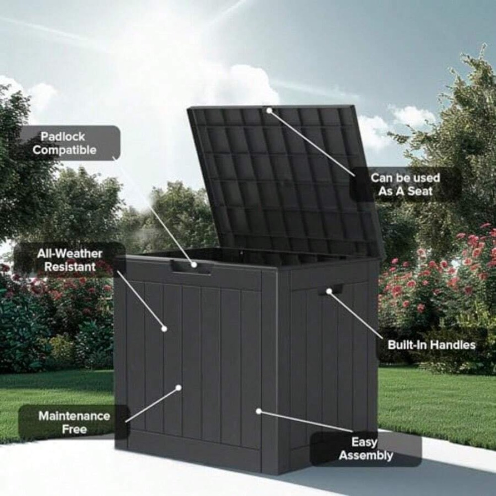 صندوق تخزين خارجي من الراتنج م - مراجعة Outdoor Furniture With Storage For Cushions وسعره