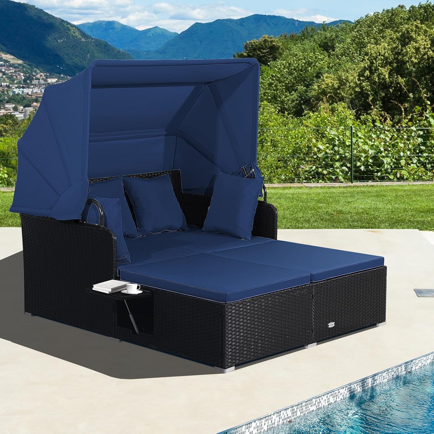 سرير نهاري خارجي مع مظلة قابلة - مراجعة Outdoor Daybed Furniture وسعره