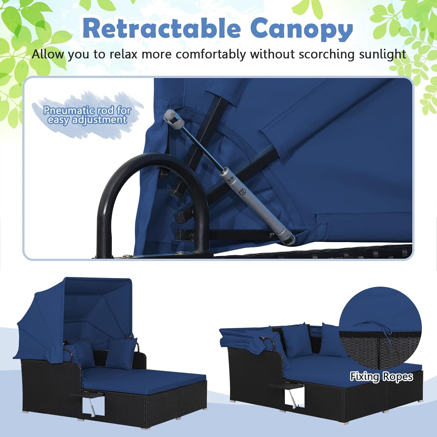سرير نهاري خارجي مع مظلة قابلة - مراجعة Outdoor Daybed Furniture وسعره