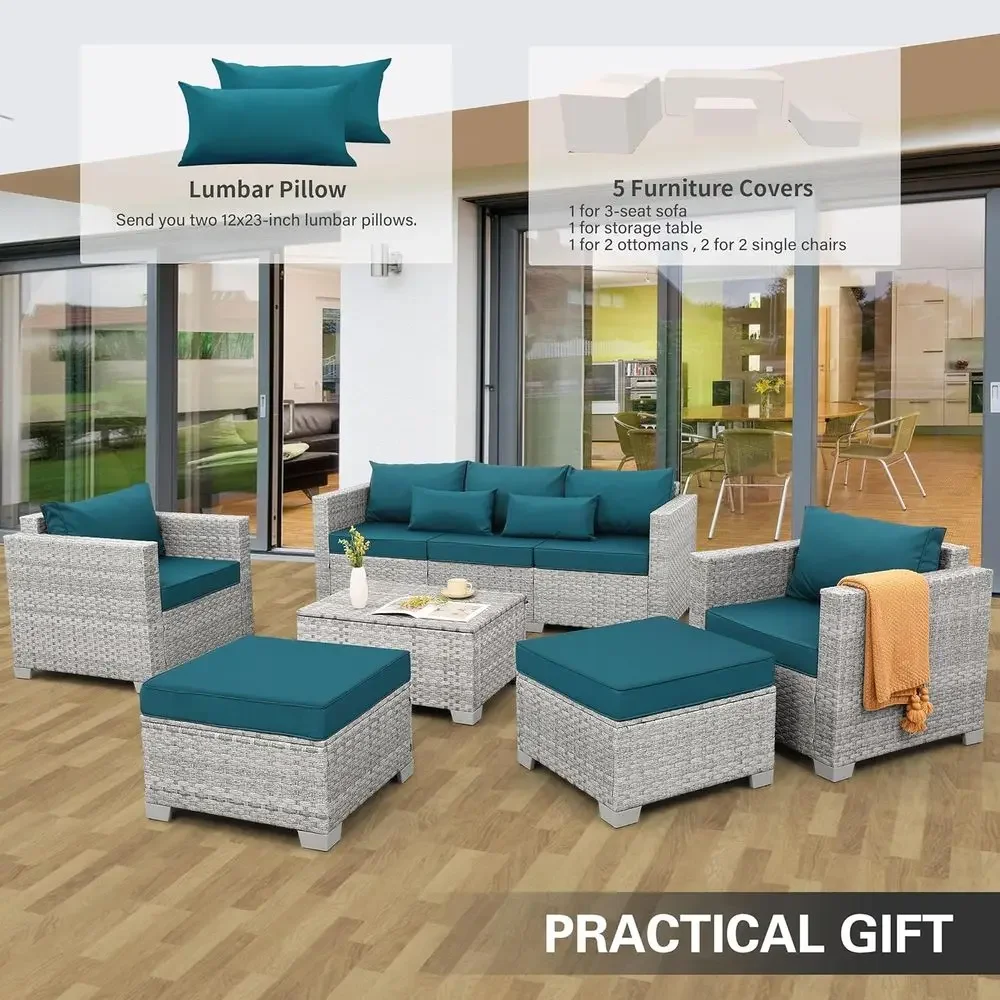 طقم أثاث خارجي من الخوص الرماد - مراجعة Outdoor Furniture With Storage For Cushions وسعره