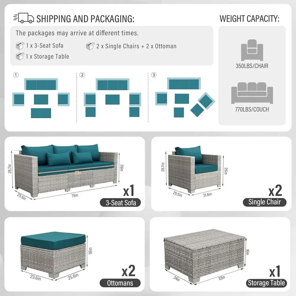 طقم أثاث خارجي من الخوص الرماد - مراجعة Outdoor Furniture With Storage For Cushions وسعره