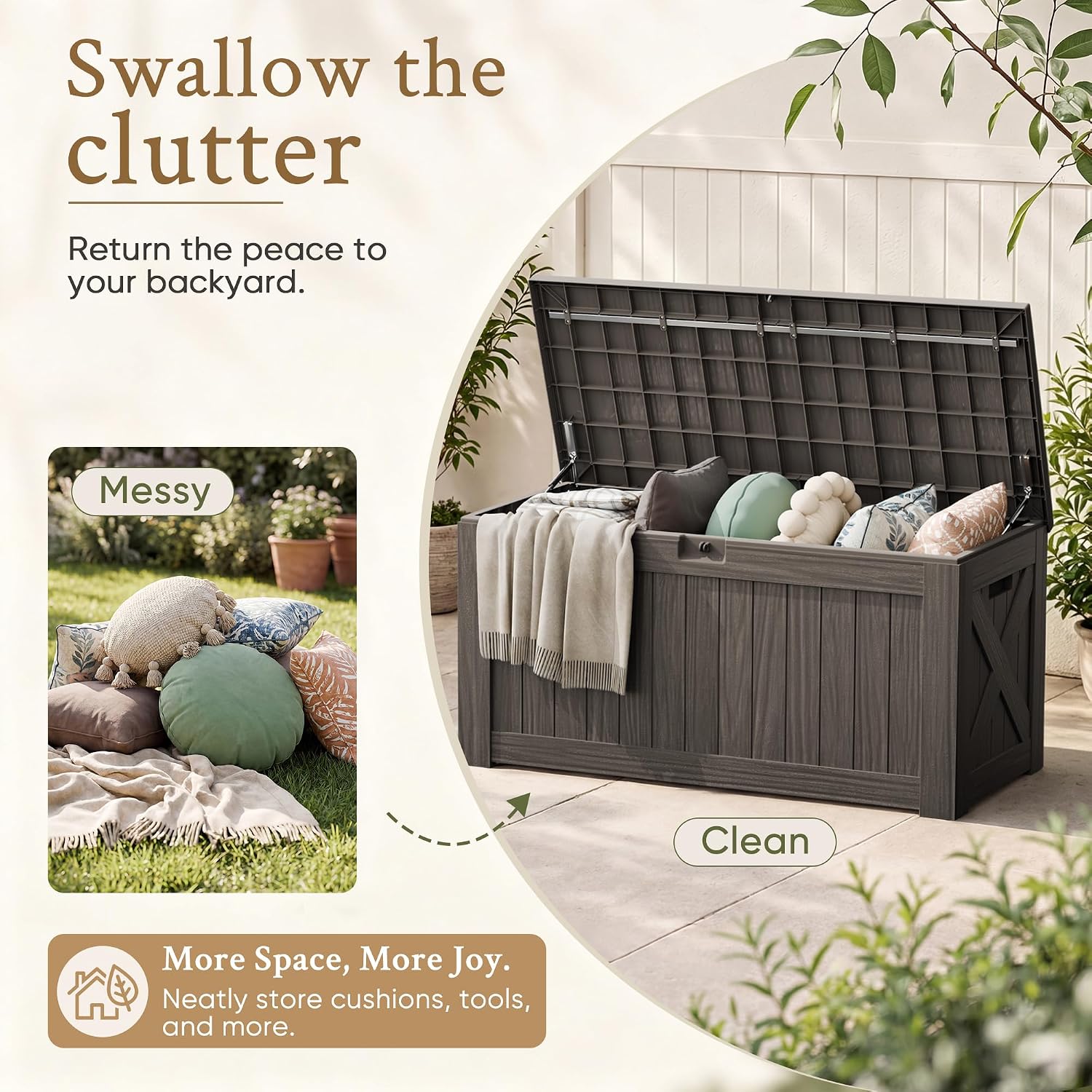 صندوق تخزين كبير بسعة 120 جالو - مراجعة Outdoor Furniture With Storage For Cushions وسعره