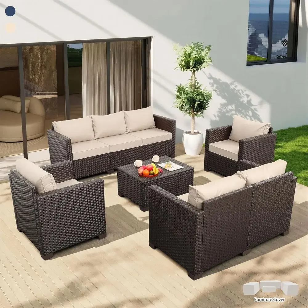 طقم أثاث فناء مكون من 5 قطع مع - مراجعة Outdoor Furniture With Storage For Cushions وسعره