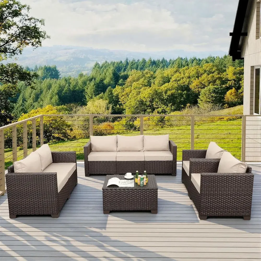طقم أثاث فناء مكون من 5 قطع مع - مراجعة Outdoor Furniture With Storage For Cushions وسعره