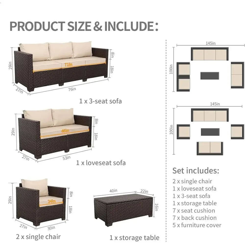 طقم أثاث فناء مكون من 5 قطع مع - مراجعة Outdoor Furniture With Storage For Cushions وسعره