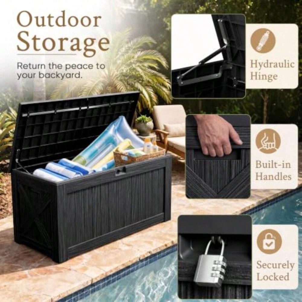 صندوق تخزين خارجي بسعة 120 جال - مراجعة Outdoor Furniture With Storage For Cushions وسعره